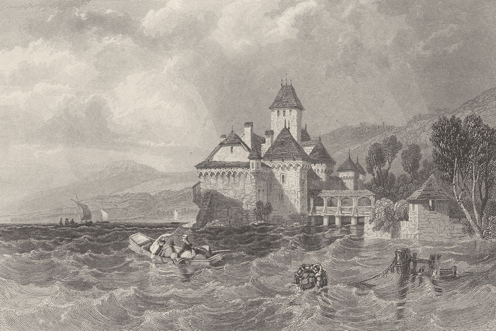 SWITZERLAND. Castle of Chillon; Finden 1833 old antique vintage print picture